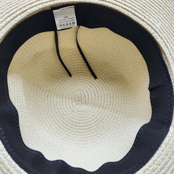 Wide-Brim Straw Sun Hat "Happily Ever After" Adjustable Wedding Honeymoon Bride - Picture 5 of 7